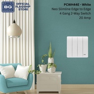 British General BG Neo Slimline Edge to Edge, 4 Gang, 2-Way Switch, 20 Amp (PCWH44E)