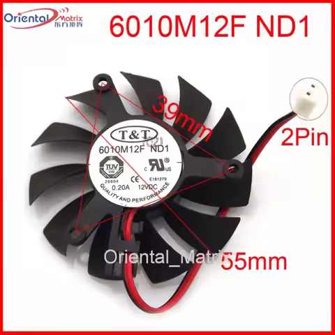 New 6010M12F ND1 12V 0.20A 55mm 39*39*39mm Graphics / Video Card VGA Cooler Fan 2Wire 2Pin