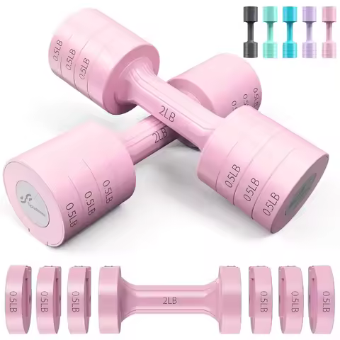 Adjustable Dumbbells Hand Weights Set: 5 lb Dumbbell Set of 2 Each 2lb 3lb 4lb 5lb Free Weights Fast