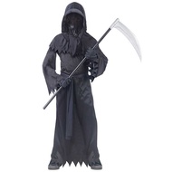 Boys Girls Grim Reaper Cosplay With Hat Masks Luminous Eyes Death Hook Sickle Party Terror Halloween