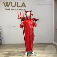 Hooded Red Little Devil Arrival The Next Day Taiwan Invoice WULA Ula Halloween Costume Fork One-Piec