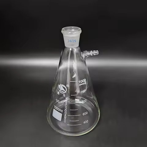 Filtering flask with side tubulature,50ml-100ml-5000ml,Ground mouth 24/29,Triangle flask with tubule