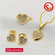 S&amp;a jewelry 18k Bangkok Gold 3in1 necklace earrings adjustable ring set for women set-3