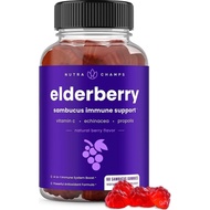 NutraChamps Elderberry Gummies with Vitamin C, Propolis & Echinacea - Immune System Support Gummy Vi