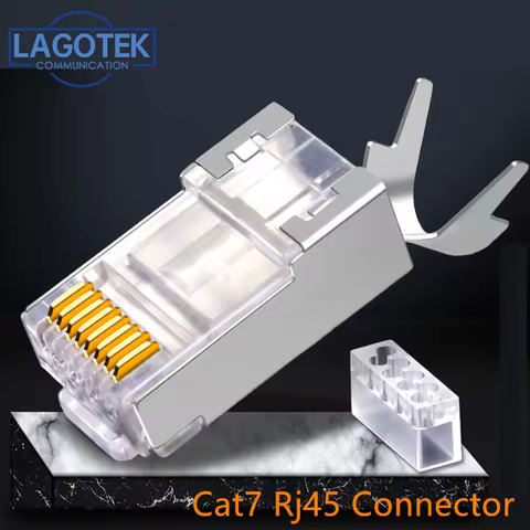 50PCS/lot Cat 7 8P8C Network RJ 45 Cable Crimp Ethernet Connector LAN 10Pcs CAT7 Metal Shielded RJ45