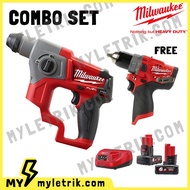 Milwaukee M12 Fuel Combo Set M12 CH CH-602C SDS-Plus 2 Mode Hammer FREE M12 FPD 13mm Percussion Drill)