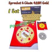 Y16 Y15 Y15ZR FZ150I FZ150 FZ 150 Spocket Spocket Chain Rantai 428H 428 Gold+Spoket Belakang Gold+Sp