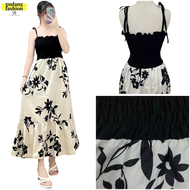 GudangFashion18 - Atasan Dress L XL Long Tunik Dress Sabrina Tanktop Karet Kerut Baju Lengan Pendek