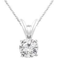 0.5 to 10 Carat 14K White Gold Lab Grown Diamond Solitaire Pendant Necklace, Round Cut Solitaire, 4-