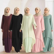 yeleedon Plain Kaftan Raya 2024 Premium Chiffon Jubah Moden Fesyen Terkini Abaya long sleeve dress