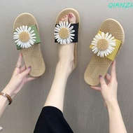 QIANZHI Flower Flat Slippers - PVC Bohemian Beach Slippers with Anti-Slip Design