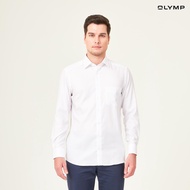 OLYMP LUXOR Shirt เสื้อเชิ้ตชาย  สีขาว ผ้าเท็กเจอร์ลายทะเเยง ทรงหลวม ใส่สบาย รีดง่าย  NOSLUX