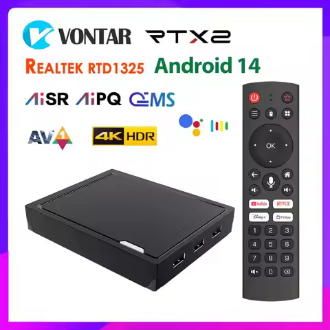 RT-X2 Android 14 TV Box Realtek1325 CPU Support AI-PQ AI-SR Set Top Box Android 14.0 1000M 2T2R Wifi