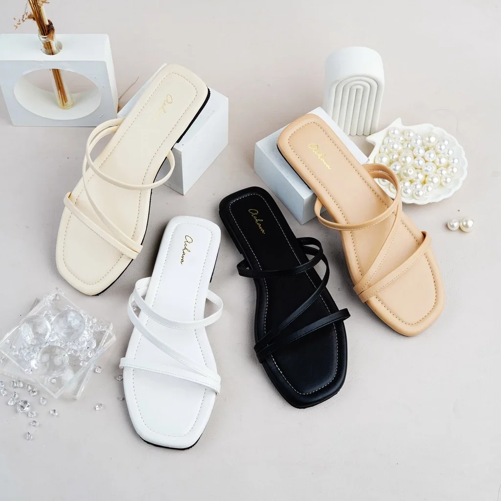 Sandal wanita Flat Rindi kekinian model simple dan elgan