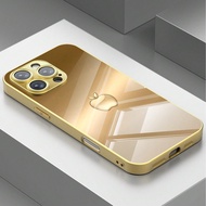 1pc Premium Business Minimalist Gradient Gold Apple Design, Tempered Glass Phone Case, Independent B