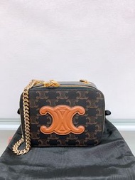 (Sold) 🈹新淨✨Celine vanity box on chain 啡色老花 盒子 鏈條包