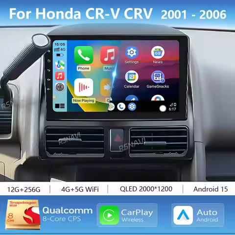 Android 15 Carplay Auto Car Player Radio Multimedia For Honda CR-V CRV 2 2001-2006 Navigation Autora