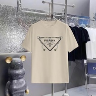Prada/Prada 2026 Round Neck Short-Sleeved T-Shirt Couple Style Men Style Daily Japanese Casual Large