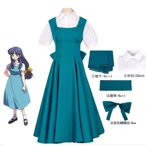 Anime Ranma ½ Akane Tendo Cosplay Costume Character Daily Dress Accessory Set Halloween Party Stage 