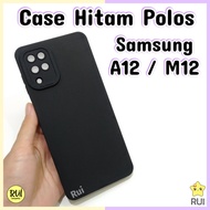 Case Hitam Samsung A12 / M12 Black Matte Softcase Polos Silikon HP Rui Acc