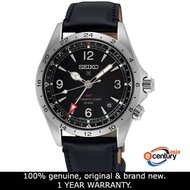Seiko SPB379J1 Men Automatic Prospex Alpinist GMT Black Leather Strap Watch