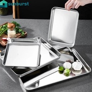 Food Tray - Stainless Steel Serving Trays - Rectangular, Nonstick Pan - Buffet Presentation Tray - Grill Fish Baking Plate - Cake, Fruit, Dessert Plate - for Kitchen Storage