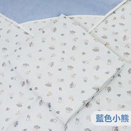 【OKPOLO】台灣製造四層紗雙色連帽包巾-1入(涼爽透氣) 藍色小熊