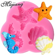 Mujiang Sea Shell Starfish Silicone Mold Sea Horse Party Cupcake Fondant Cake Decorating Tools Sugar