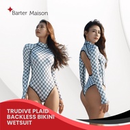 Trudive Plaid Backless Bikini Wetsuit 2mm