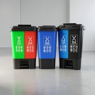 Tong sampah bertutup Two-in-one classification trash can for classrooms with foot-operated double bu