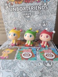 Unbox & friends wave 3 greenie  普通版 加 兩款 Super rare  隱藏版 紅綠黃