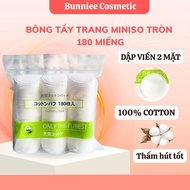 Package of 180 Japanese Makeup Remover Cotton Pads 6x7cm Miniso 100% Cotton 3 Layers Round and Squar