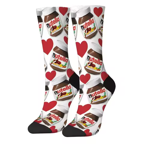 Nutella Chocolate Jam Happy Men's Socks Crazy Design Harajuku Novelty Funny Trend Socks Soft Non-sli