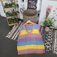 RAINBOW VEST / TERBARU VEST RAJUT WANITA / Rompi Vest Knit Warna Pelangi / Rompi Wanita Korean Style