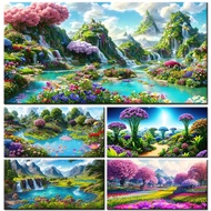 DIY 5D 5D DIY Diamond Painting Waterfalls Rivers And Flowers Mosaic Embroidery Full Drill Cross Stit