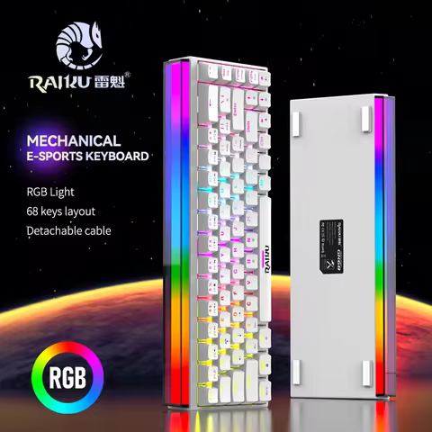 GK68 Wired Gaming Keyboard FPS 68-Key Hot-Swappable Light Strip Design Cool Lighting Effects Lightwe