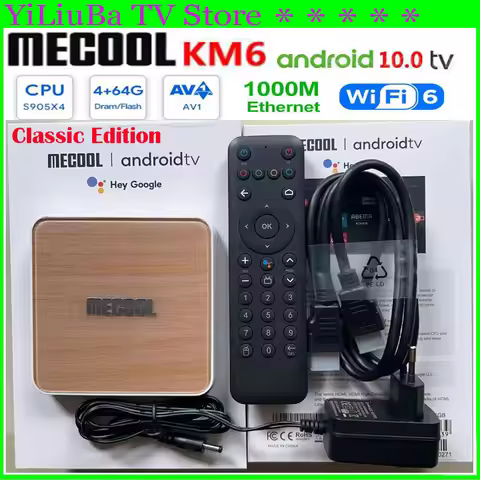 [Genuine]Mecool KM6 Deluxe Classic Edition ATV Smart TV Box 4G 64GB Dual Wifi6 BT5.0 1000M Google Ce