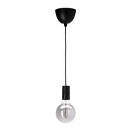 SUNNEBY/MOLNART 吊燈, 黑色/球形 灰色/透明玻璃, 125 公厘