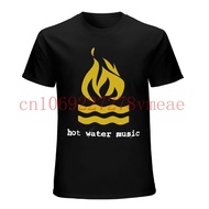 T-shirt hitam dengan logo Hot Water Music, sebuah kumpulan muzik punk rock. Untuk lelaki, saiz S-4XL