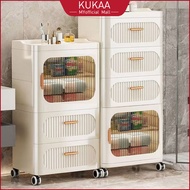 Kukaa L35/42cm Drawer Bedside Side Storage Cabinet With Wheels Organizer Multifunctional Storage Box