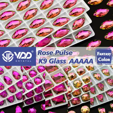 VDD S278 Rose Pulse Top Quality K9 Glass Sew On Rhinestones Sewing Crystals Flat Back Stones For Clo