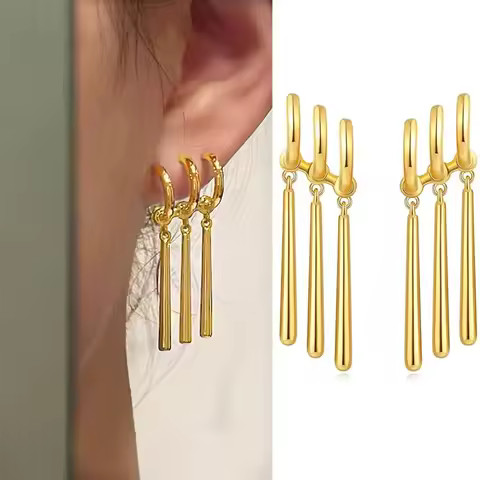 Anime Earrings Women Men Cosplay Earrings Piercing Jewelry Fashion Fake Triple Earring Dangle Long E