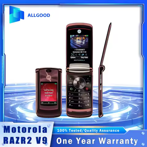 Motorola Razr 2 V9 3G Flip Mobile Phone 2.2" 2MP Camera Quad-Band GSM/HSDPA CellPhone Rose Black Ret