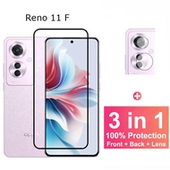 3 in 1 OPPO Reno 11 F 5G Tempered Glass For OPPO Reno 10 Pro Plus 5G 7 8T 8 Z Pro Plus 4G 5G Full Cover Screen Protector Glass Film + Camera Lens Glass Protector