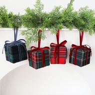 2PCS 8cm Plaid Pattern Foam Ball Christmas Hanging Ornament | Xmas Tree Decor | Festival Scene Setup
