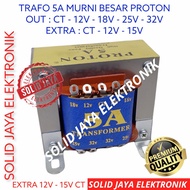 TRAVO TRAFO 5A MURNI CT PROTON BESAR 12V 18V 25V 32V 5 A AMPER KOTAK PROTON 5AMPER 12 18 25 32 V CT VOLT TRANFORMER PLUS EXTRA CT 12V 15V PROTON