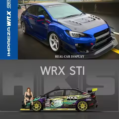 AuroraModel AM 1:64 WRX STI Metallic blue / HKS limited499 Die-Cast Car Model Collection Miniature