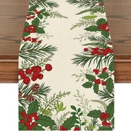 Christmas Table Runner 12x71 Inch , Elegant Pinecone Pattern Table Decor for Holiday Party, Dining ,