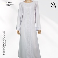 LAILA | Jubah Haji Umrah Jubah Muslimah Putih - Bersulam (#9012)