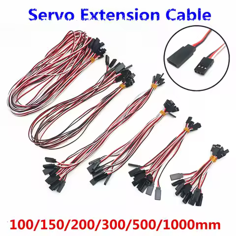 10Pcs 100mm 150mm 200mm 300mm 500mm Servo Lead Cable Extension Yextension cord for RC Futaba JR Male